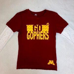 Gophers shirt with sheer cheetah print sleeves